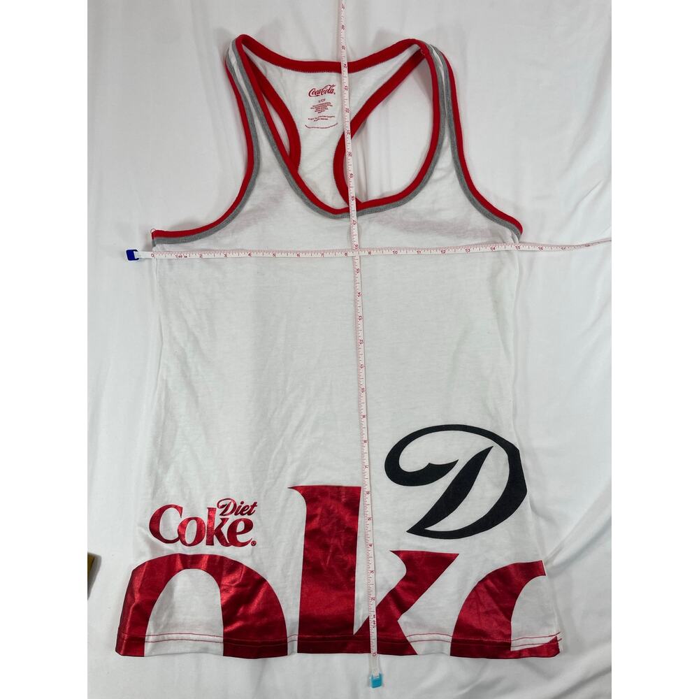 Coca-Cola Diet Coke 2014 Metallic Racerback Tank Top Women S White Red Y2K - Picture 5 of 7